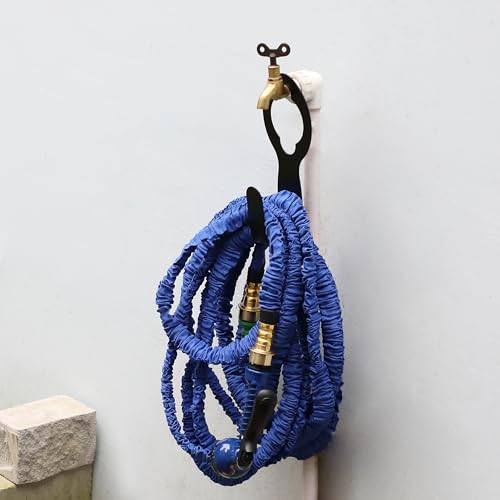 UNCO- Small Garden Hose Holder, Metal, Fit 50’ of 5/8” Expandable Hose, Garden Hose Hanger, Water Hose Holder, Water Hose Holders for Outside, Portable Hose Holder, Hanging Hose Holder - size: 1 Pack
