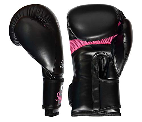 Womens Boxing Gloves Kids MMA Training Ladies Punching Mitts Girls Childrens - color: Black ButterFly Boxing Gloves, size: 14Oz