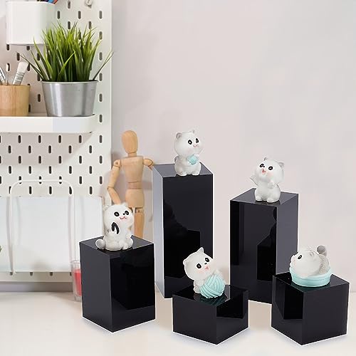 BENECREAT 5Pcs Black Acrylic Cube Display Block 1.2/1.6/2.4/3.2/4 Inch Solid Display Pedestal Stand for Gem Display Jewelry Display Displaying Pop Figures Cosmetic Showing - color: Black Square