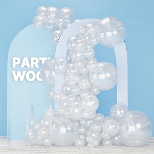 PartyWoo Clear Balloons 120pcs Different Sizes of 18 12 10 5 Inch Transparent Balloon Arch Kit for Graduation Wedding Baby Shower Bridal Shower Anniversary Birthday Party Decorations Clear-Y2 - color: Clear-y2