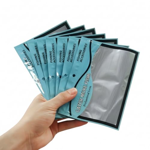 50pcs Soft Plastic Bait Packaging Bags,Fishing Hook Package Storage Bags, 6"x4" Waterproof Zipper Bags for Fishing Tackle | Thickened PE Material with Reinforced Seams | Aluminum Foil Back