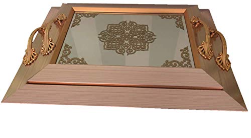 Handmade Party Decor Tray Gift Set Candy Chocolate Dry Fruit Box Fresh Fruit Dates Tray Box Muslim Decor Iftar Dinner Party Supply Eid Decoration (Rose Gold 2pcs) - color: Gold 2pcs
