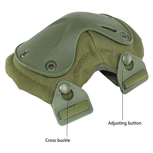 Combat Knee & Elbow Protective Pads Set for Outdoor CS Paintball Game Cycling Safety Skateboarding Gear Skates Knee Protection Guard Pads - color: Green
