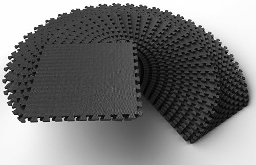 OLIXIS Puzzle Exercise Mat with EVA Foam Interlocking Tiles for MMA, Exercise, Gymnastics and Home Gym Protective Flooring, 1/2" Thick, 144 Square Feet, Black - color: Black, style: 1/2"|6 Tiles|144 Sq Ft