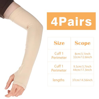 4 Pairs Protective Arm Sleeve for Thin Skin Elderly Skin Tear and Bruise, Protection Sleeves for Men and Women