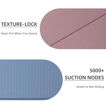 LVME Foldable Yoga Mat, 71"x24"x1/3" Thick, Non Slip Exercise Mat | SGS Certified POE, Fitness Travel Mat, Easy To Store, Foldable for Exercise, Yoga, Pilates, Home Workouts - color: Dusty Pink + Silver Blue