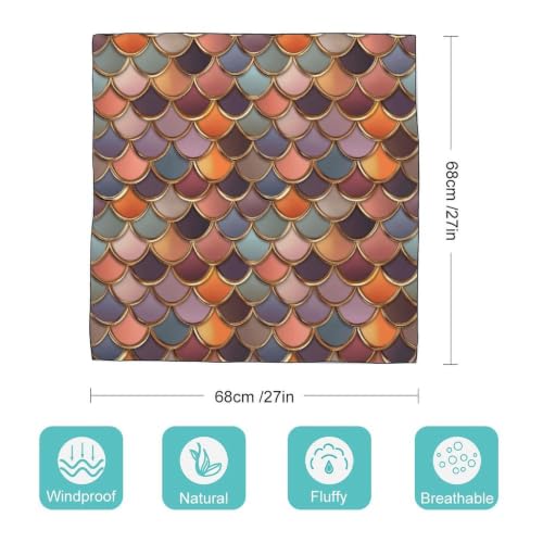 Women’s Square Scarf 27"x27", Lightweight Chiffon Satin Feel Fashion Scarf for Neck Hair Band Head Wrap Bag Accessory - color: Colorful Fish Scale