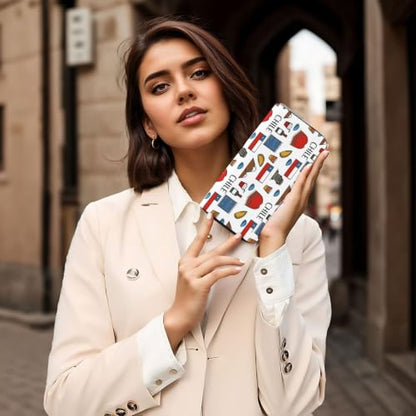 Chilean Culture PU Leather Long Wallet for Women Men, Zipper Clutch Wallet RFID Card Holder Organizer - color: Chilean Culture