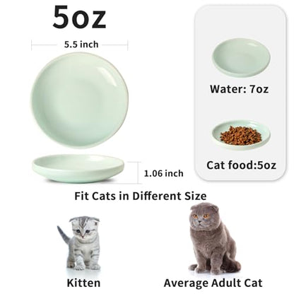 3 PCS Ceramic Cat Bowls, 5.5 in Pet Bowl Cat Dishes for Food and Water, Small Dog Dish(Blue) - color: blue