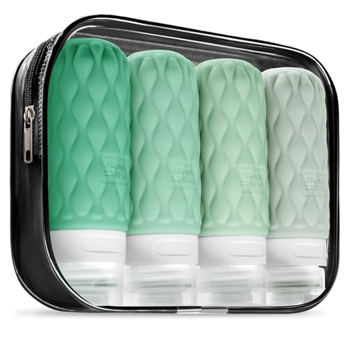 3.4oz Silicone Travel Bottles for Toiletries Refillable Liquid Accessories - color: Green-3.4oz