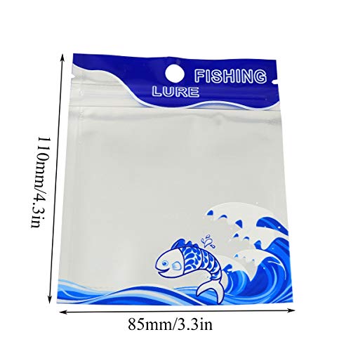 20pcs Plastic Soft Bait Bags Portable Self Seal Fishing Hook Package Storage Bags, Blue