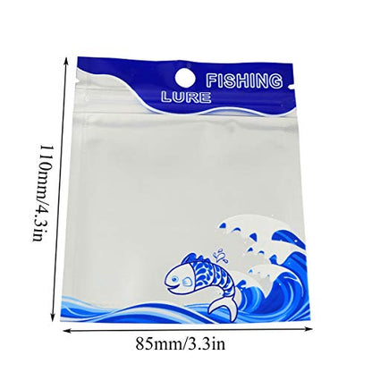 20pcs Plastic Soft Bait Bags Portable Self Seal Fishing Hook Package Storage Bags, Blue