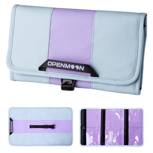 OPENMOON Multi-Purpose Storage Organizer, Tri-Fold Design, 5 Compartments, Splash-Proof, for Cables, Toiletries, Makeup (Blue + Purple) - color: Purple