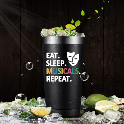 Fufandi Theater Gifts, Broadway Musical Gift - World Theatre Day, Birthday, Chistmas Gifts for Theaters Lovers Actors Music Teacher - Tumbler Cup 20oz - color: Theater Black