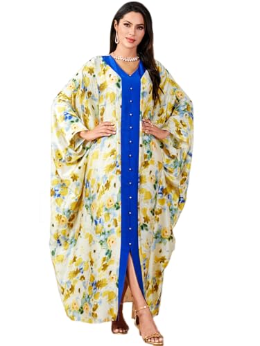 Qianliniuinc Women Muslim Maxi Dress Abaya - Lady Long Sleeve Maxi Dress Dubai Gown Jalabiya One Size - color: Multi a