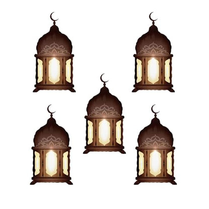 5pcs Brown Aluminum Foil Lantern Balloons for Ramadan Eid Mubarak Party Decorations