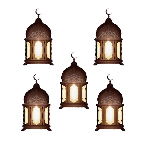 5pcs Brown Aluminum Foil Lantern Balloons for Ramadan Eid Mubarak Party Decorations