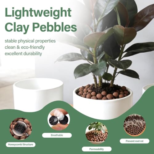 Halatool 2LB Leca Clay Pebbles for Plants, 4-16mm Hydro Balls for Drainage | Reusable, pH-Neutral, Lightweight Expanded Clay Pebbles, Semi-Hydroponics Setups, Orchids, Succulents, Potted Plants - size: 2LB