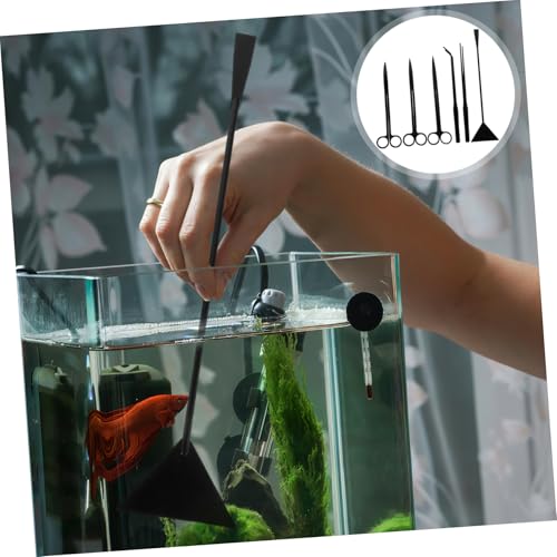 Toyvian 1 Set Aquarium Aquascaping Tools Kit: Stainless Steel Aquatic Plant Scissors Tweezers Spatula Fish Tank Maintenance Water Grass Trimming