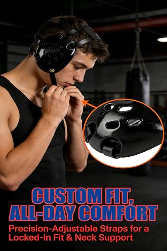 Wrestling Headgear Youth, Tornado & 11 Hols Soft Ear Guard Black | Adjustable Strap, Antimicrobial, Lightweight, Scratch Resistant, Ventilation, for MMA/Brazilian (Users Aged 10 and Above)