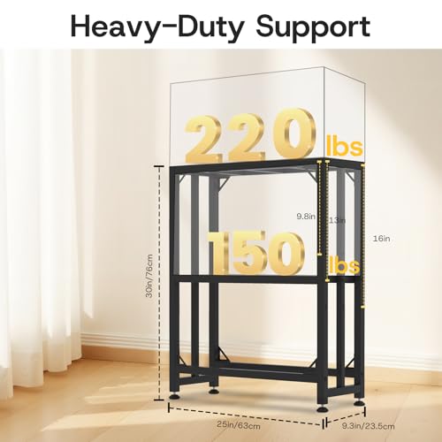 Fish Tank Stand,10 Gallon Heavy Duty Metal Aquarium Stands, Reptile Tank, Turtle Tank, Breeder Tank Stand, 220LBS Capacity Terrarium Stand Rack with 2-Tier Storage Shelves (Black, 24.8"x9.2"x30") - color: Black, size: (10 Gallon)24.8"x9.25"