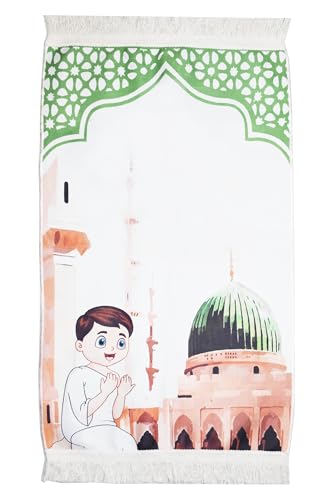 Egyptian Prayer Rug Muslim Carpet Mat Islamic Childrens Salat Small Kids Sajda Rugs Sajadah Namaz Sajjadah Child Toddler Mosque Mini Praying Masged Musallah Gebetsteppich Salah Masged Ramadan