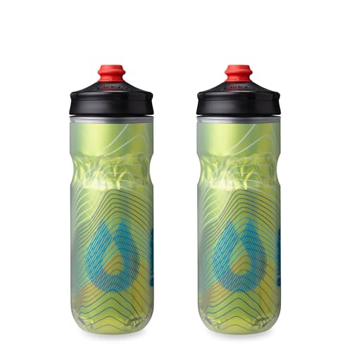 HydraPak | Polar Bottle - Polar Surge Insulated Bike Water Bottle 2-Pack - High Flow, Cycling & Sports Squeeze Bottle (Ascent Yellow, 600ml / 20oz) - color: Ascent Yellow, style: 20oz/600ml