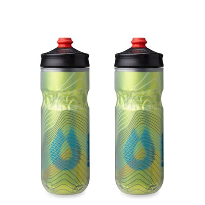 HydraPak | Polar Bottle - Polar Surge Insulated Bike Water Bottle 2-Pack - High Flow, Cycling & Sports Squeeze Bottle (Ascent Yellow, 600ml / 20oz) - color: Ascent Yellow, style: 20oz/600ml