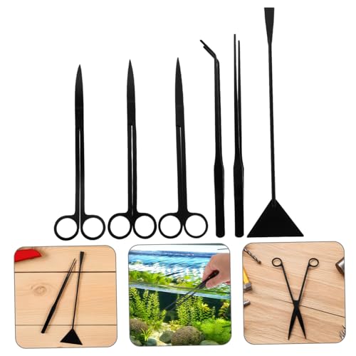 Toyvian 1 Set Aquarium Aquascaping Tools Kit: Stainless Steel Aquatic Plant Scissors Tweezers Spatula Fish Tank Maintenance Water Grass Trimming