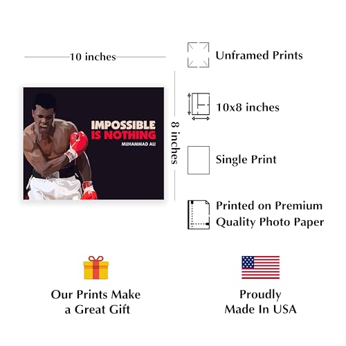 Muhammad Ali Impossible Is Nothing Quote, 10x8 Unframed