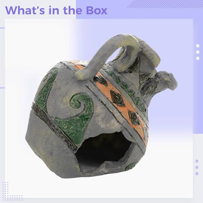 Fish Tank Resin Ornament, Aquarium Simulation Vase, Ancient Style Fish Hideout, 5.1 x 4.5 x 4.7 in / 13 x 11.5 x 12 cm, Safe, Firm, for Fish and Shrimp