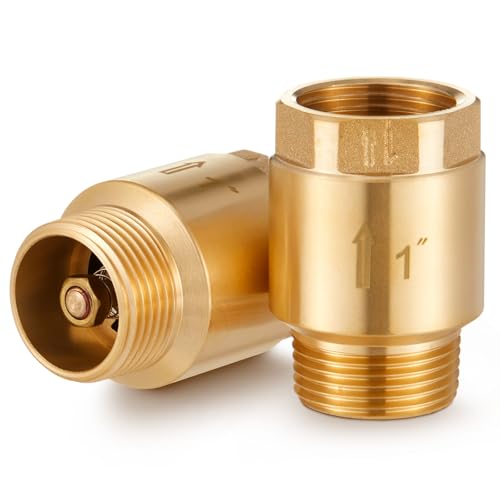 Zonon 2 Pcs 1 Inch Check Valve One Way Brass Non Return in Line Check Valve with Backflow Prevention NPT Male in FNPT out for Garden Hose Well Pumps Irrigation Systems Chemical Industry - size: 1 Inch