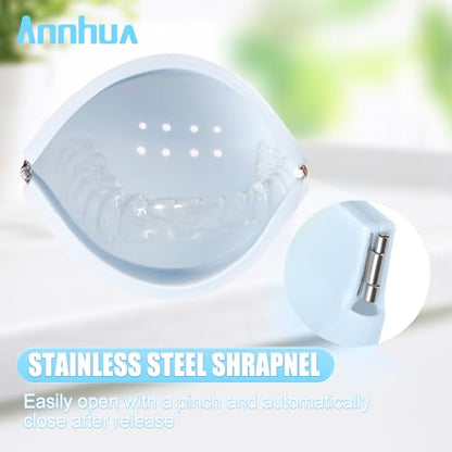 Annhua Silicone Retainer Case Mouthguard Case, Cute Partial Denture Case Night Guard Case with Vent Holes, Slim Retainer Holder Case Aligner Case - Light Blue - color: Light Blue