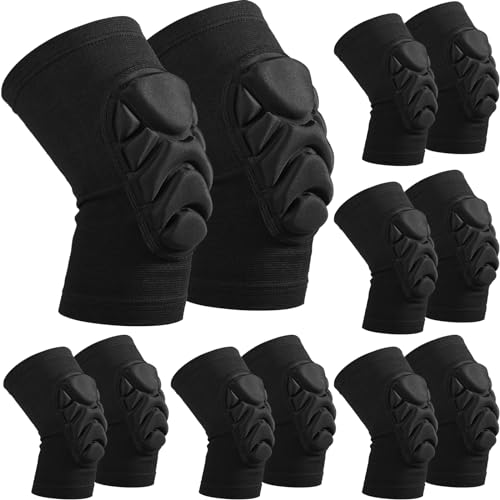 Haysandy 8 Pairs Knee Pads Bulk, Volleyball Breathable Knees Pads with Thick Sponge for Adult Youth Women Men Dancer Sport Training Workout Protector (Black,M Size) - size: Medium