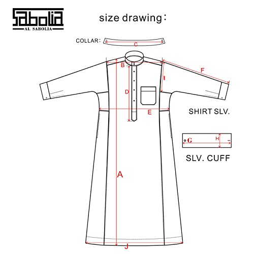 Saudi Style Arabic Thobe Men’s Arab Robe Men’s Muslim Clothes Ramadan Middle East Ethnic Clothes Cuff Sleeve Size 58 - size: Medium