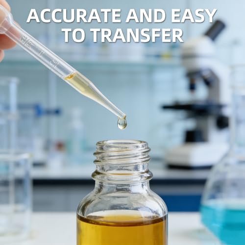 50-Pack 3ml Disposable Plastic Pipettes — Graduated Transfer Droppers for Essential Oils, Resin Art, Science Labs, Soap Making & DIY Crafts | LDPE | Clear with Easy-Read Scale