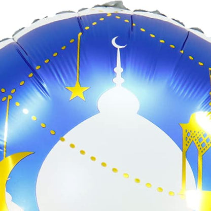 5 Pcs Eid Mubarak Balloons Ramadan Decorations, Round Eid Mubarak Balloons for Muslim Ramadan Kareem Party Decor