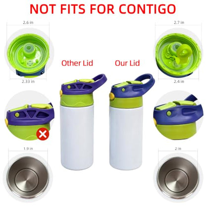 12oz Replacement Lid with 2 Straw for Kid Tumbler,Leak-Proof and Spill-Proof Straw Lids for ZONEGRACE Mocaru,BPA Free,Inner Diameter2.4IN (Green, 1 Pack) - color: Green