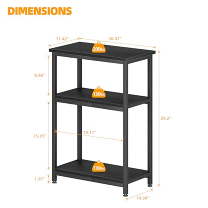 APPOLYN 5-10 Gallon Fish Tank Stand, Metal Aquarium Stand with Storage, 3-Tier Shelf Tank Stand, 10 Gallon Fish Tank Stand with 20.5" L x 11.4" W Tabletop, Black