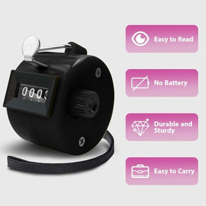 6 Pack Clicker Counter, Hand Tally Counters, 4 Digit Display Clicker | with Black Nylon Lanyard, Pitch Counter for Knitting, Coaching, Golf, Lap, Fishing, Umpire, Baseball, Row Sport - color: Candy Color