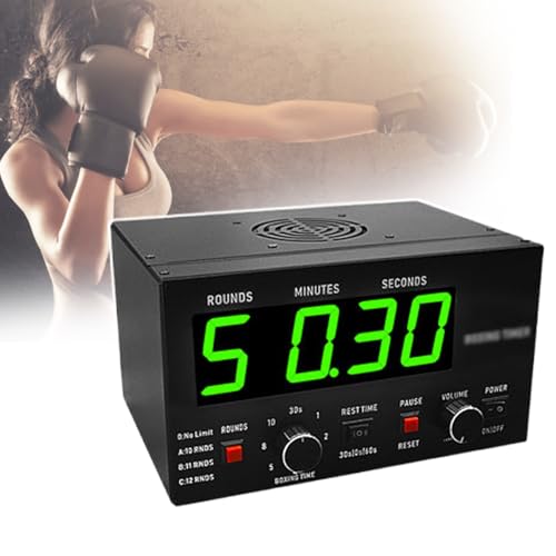 Gym Interval Timer with Led Display, Unlimited Loop Rounds and Adjustable Buzzer, 30S-10Min Workout Time and 0/30/60S Rest Time,Green - color: Green