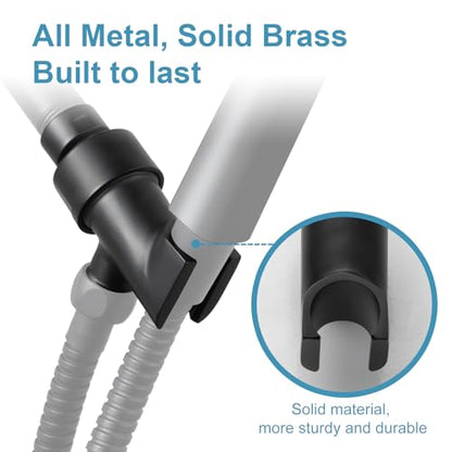 OFFO Shower Head Holder All Metal for Handheld Shower Head, Adjustable Shower Arm Mount with Solid Brass Pivot Ball, 1/2 in IPS Female Inlet and Male Outlet, Matte Black - style: Matte Black