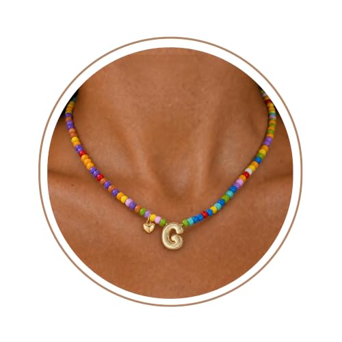 Colorful Initial Necklaces Fashion Stuff 18K Gold Plated Letter A-Z - color: G