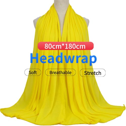 Harewom Head Wraps for Black Women, 71" Long Soft African Turban Hair Scarf - color: 1 Pcs- Bright Yellow