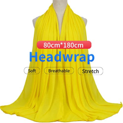 Harewom Head Wraps for Black Women, 71" Long Soft African Turban Hair Scarf - color: 1 Pcs- Bright Yellow