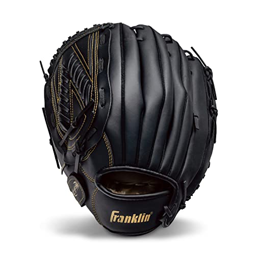 Franklin Sports Field Master Baseball + Softball Glove - Field Master Adult + Youth Baseball + Softball Mitt - Men's + Women's Gloves - color: Black/Gold, style: 13" - Basket "V" Web
