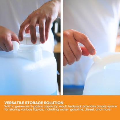 FastRack 5 Gallon Hedpak Jug with Screw Cap | 3-Pack BPA-Free Food-Grade HDPE Water Container, Leak-Resistant White | For Brewing, Fermentation & Emergency Water Storage - size: 3 Pack - 5G