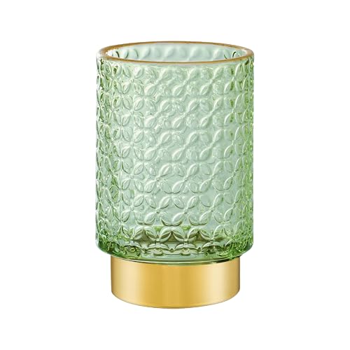 Makeup Brush Holder Organizer,Toothbrush Holders,Desk Pen Pencil Holder,Multifunctional Vintage Glass Brush Cup（A44-1-US） - color: Green