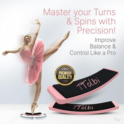 Turn Board for Dancers and Skaters, Ballet and Figure Skating Spinner | Off-ice trainer to improve spins, turns and balance for ballet, ice skating, cheer and gymnastics, all levels - color: Pink Premium