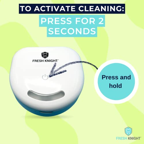 FRESH KNIGHT UVC Retainer Cleaner & Denture Cleaner - UV Retainer Case - Ideal for Invisalign & Mouth Guards - White UV Retainer Container - Convenient Travel Size - color: White UV